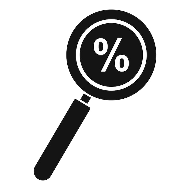 Icono de lupa de porcentaje de dinero Ilustración simple del icono de vector de lupa de porcentaje de dinero para diseño web aislado sobre fondo blanco