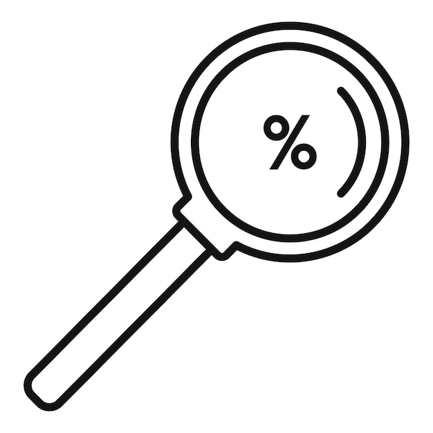 Icono de lupa de porcentaje de impuestos Contorno Icono de vector de lupa de porcentaje de impuestos para diseño web aislado sobre fondo blanco