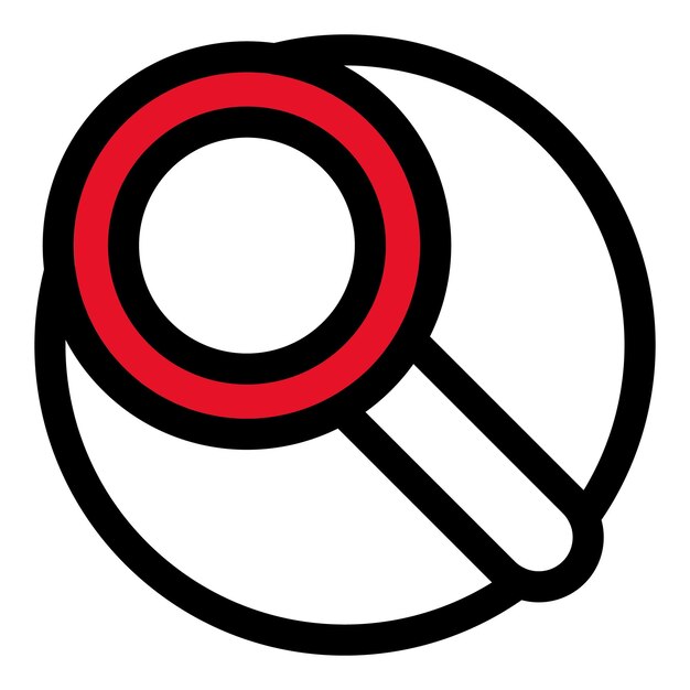 Icono de lupa roja Contorno de icono de vector de lupa roja para diseño web aislado sobre fondo blanco