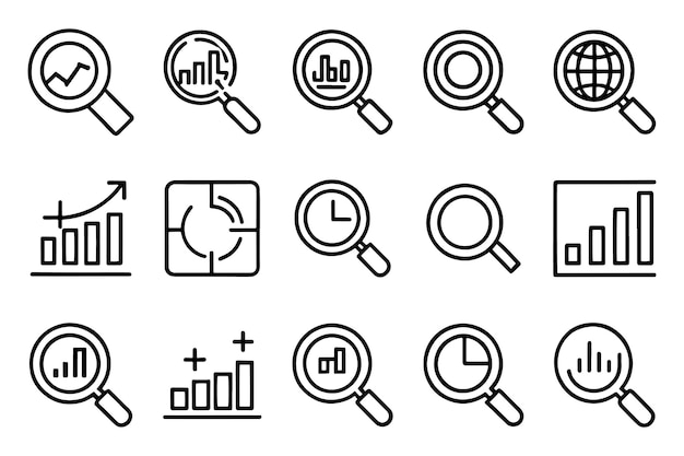 Icono de lúpula gráfico gráfico de búsqueda análisis o exploración relacionado con contorno de trazo editable icono conjunto de ilustración vectorial plana