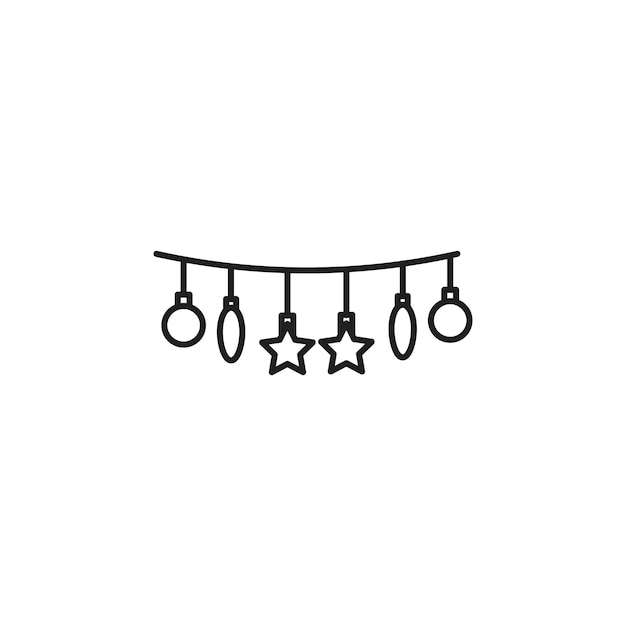 Icono de luz navideña Ilustración de línea delgada plana vectorial