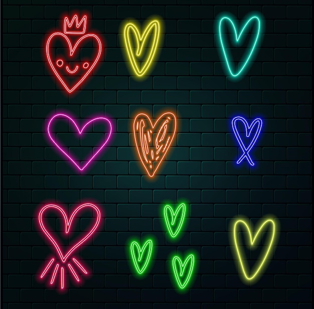 Icono de luz de neón de corazón roto Señal brillante de desamor Pico arriba Vector ilustración aislada