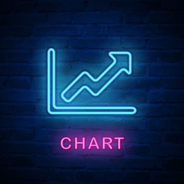 icono de luz de neón iluminado gráfico infográfico financiero