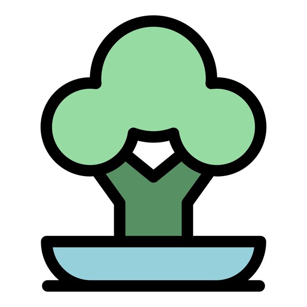 Icono de maceta de árbol Contorno Icono de vector de maceta de árbol para diseño web aislado en color plano de fondo blanco
