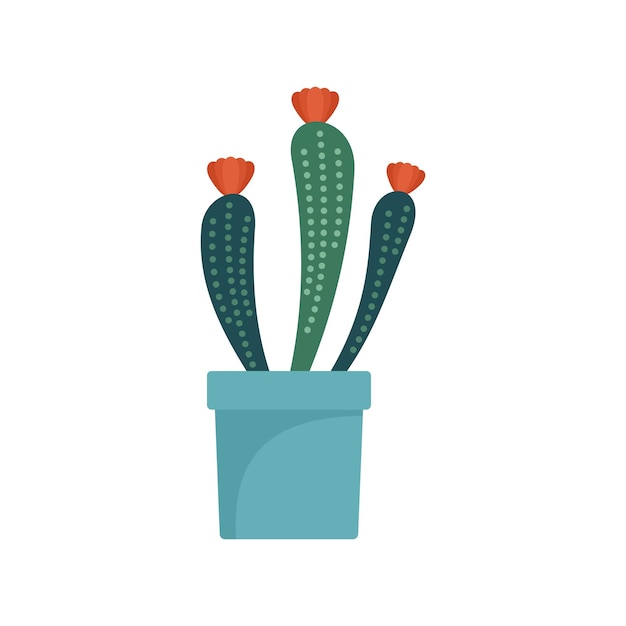 Icono de maceta de cactus de flor Ilustración plana del icono vectorial de macete de cactos de flor para el diseño web
