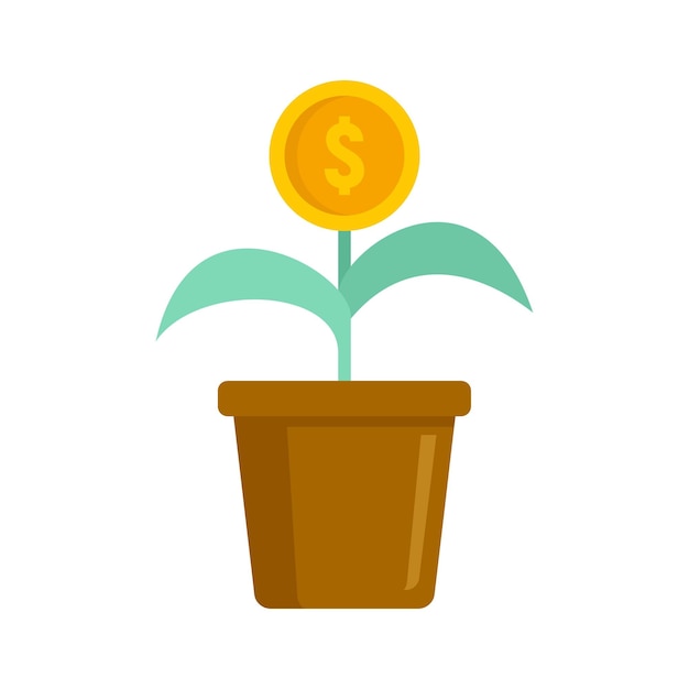 Icono de maceta de dinero Ilustración plana del icono de vector de maceta de dinero aislado sobre fondo blanco