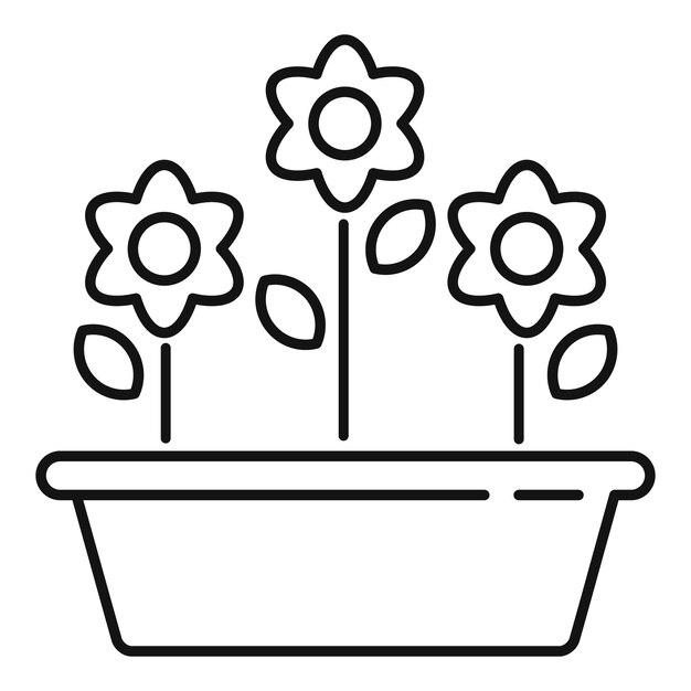 Icono de maceta de flores al aire libre Contorno de icono de vector de maceta de flores al aire libre para diseño web aislado sobre fondo blanco