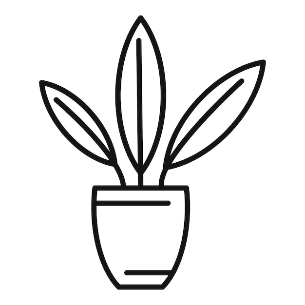 Icono de maceta vector de contorno hogar interior jardín hoja
