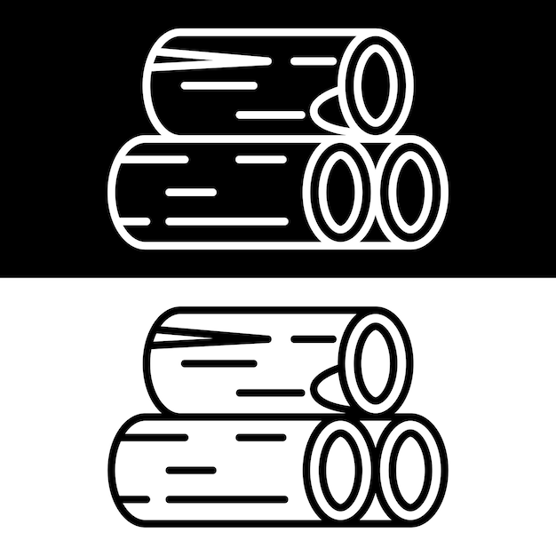 Icono de madera Vector plantilla de diseño de versión en blanco y negro