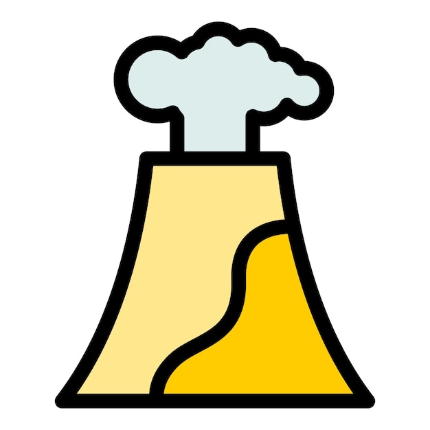 El icono del magma del volcán es el vector del contorno de la explosión del volcán. El cráter de la isla es de color plano.