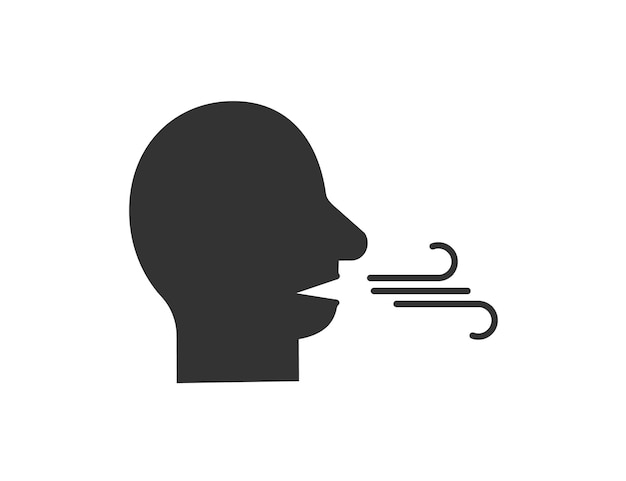 Icono de mal aliento Símbolo de ilustración de respiración Signo vector de olor oral