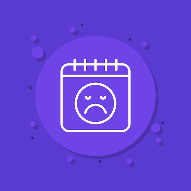 Icono de mal día con calendario y emoji triste