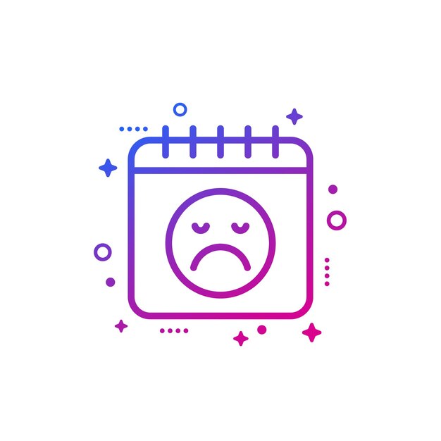 icono de mal día con calendario y emoji