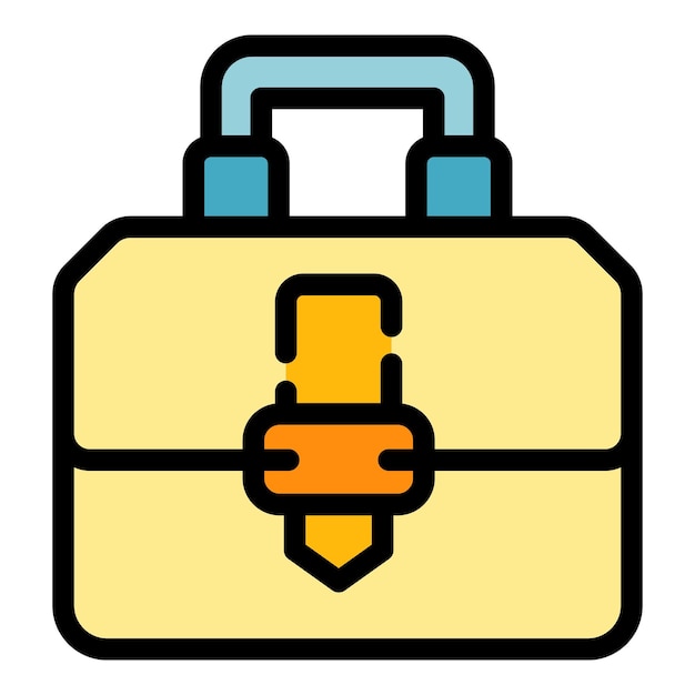El icono de la maleta El contorno del icono vectorial de la bolsa El color del bolso El plano aislado