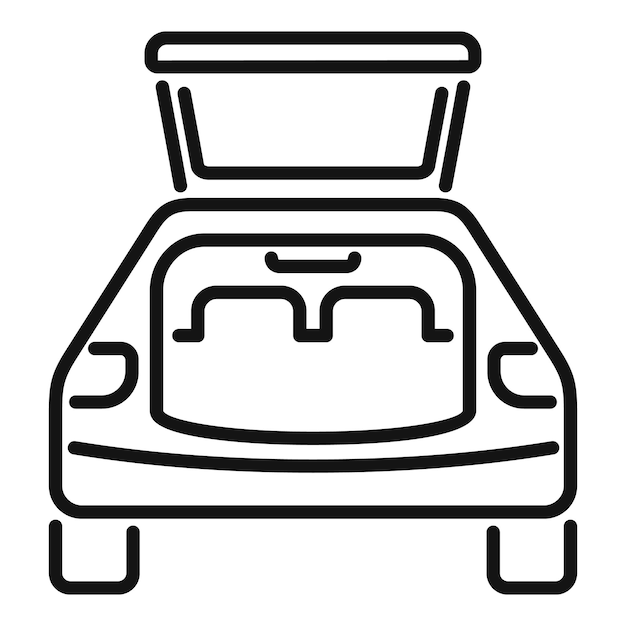 Icono del maletero del coche de viaje vector de contorno Vehículo abierto Viaje de regreso