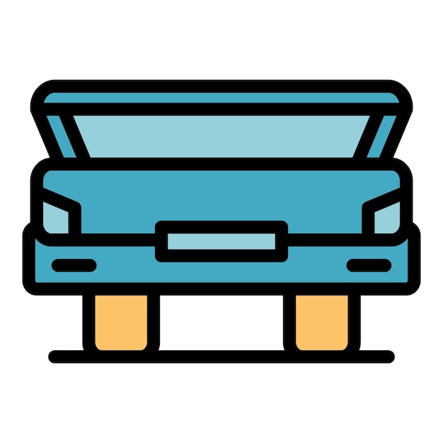 Icono del maletero del vehículo abierto Contorno del maletere del vehículo abierto Icono vectorial de color plano aislado