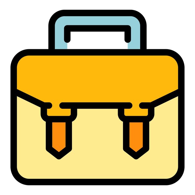 Icono del maletín de la escuela Contorno del bolso de la escuela Icono vectorial color plano aislado