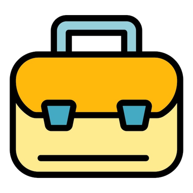 El icono del maletín financiero El contorno del bolso financiero El icono vectorial del color del maletino financiero Es plano y aislado