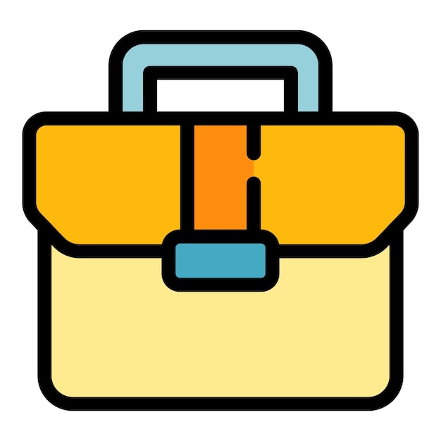 Icono del maletín del mango Contorno del mango del bolso Icono vectorial del color plano aislado