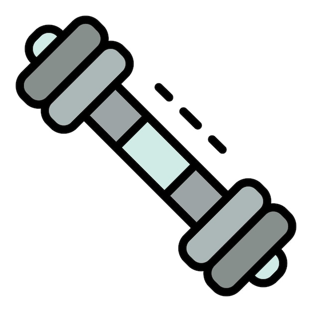 Icono de mancuerna de fitness Contorno de icono de vector de mancuerna de fitness color plano aislado