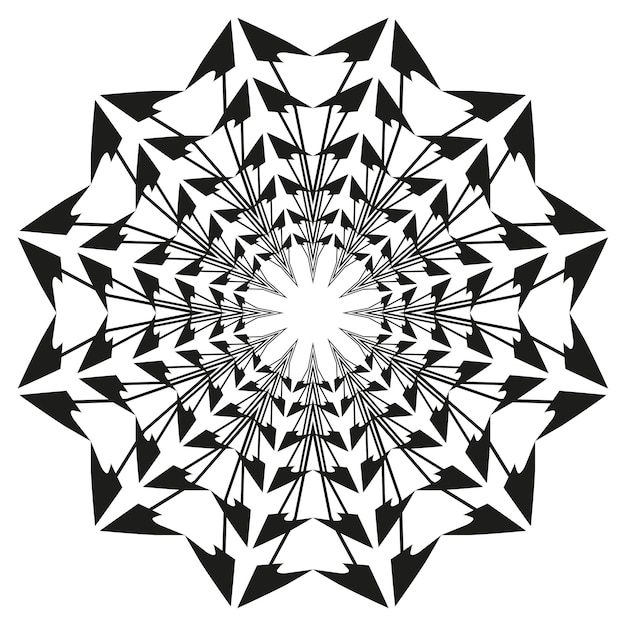 Icono de mandala radial Símbolo de estrella ornamental Vector geométrico de flores Motivo de encaje intrincado
