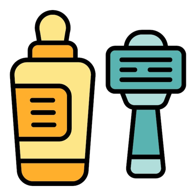 El icono del mango de la afeitadora es un vector de contorno para el peinado de salón de peinado, el color de belleza del corte de cabello es plano.