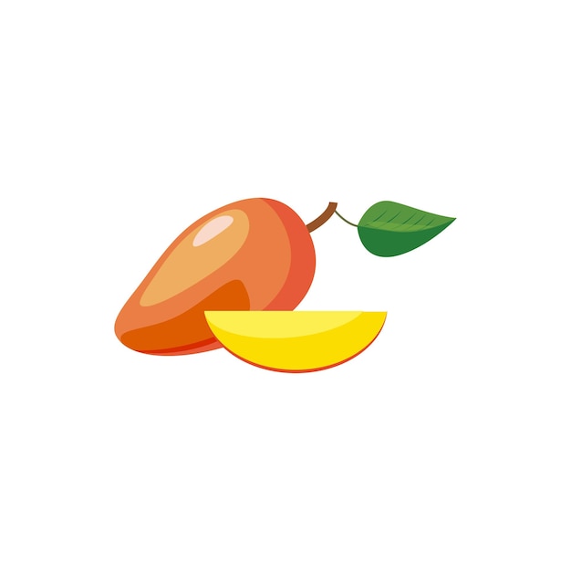 Icono de mango fresco en estilo de dibujos animados sobre un fondo blanco.