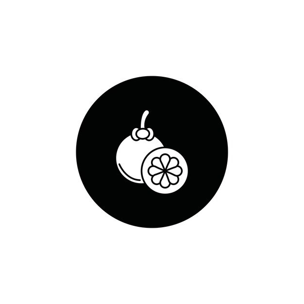 Ícono de mangostán Ilustración de línea delgada plana vectorial