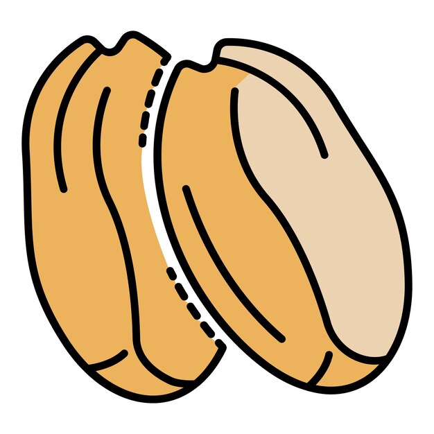 Icono de maní sabroso Contorno de icono de vector de maní sabroso color plano aislado en blanco