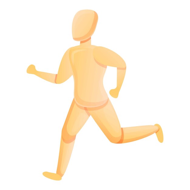 Icono de maniquí de madera en ejecución Icono vectorial de maniquí en ejecución de madera para diseño web aislado sobre fondo blanco