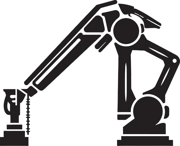 Icono de la mano de agarre cibernético del brazo industrial de robótica de precisión