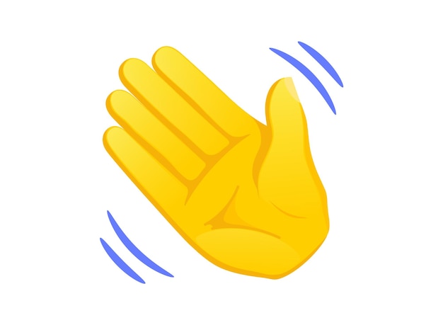 Vector el icono de la mano agitadora es una ilustración vectorial de emoji de gesto amarillo