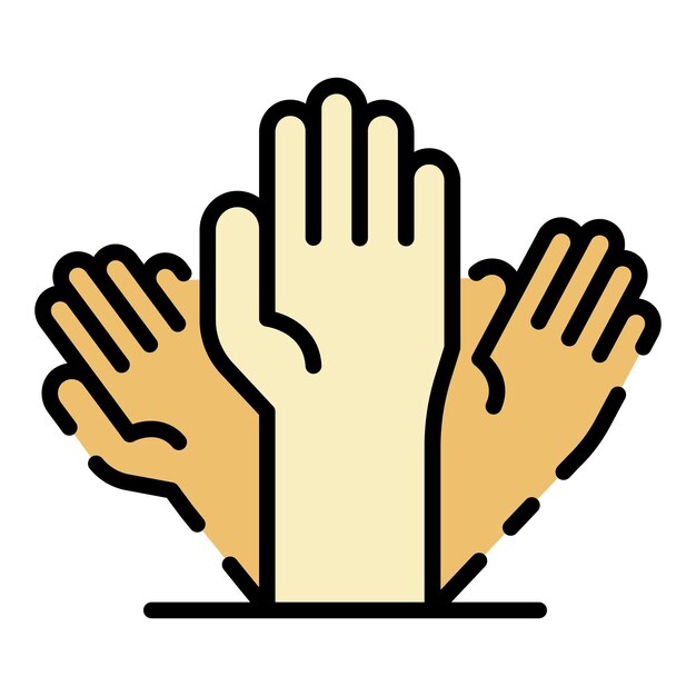 Icono de mano de Alzheimer Contorno de icono de vector de mano de Alzheimer color plano aislado