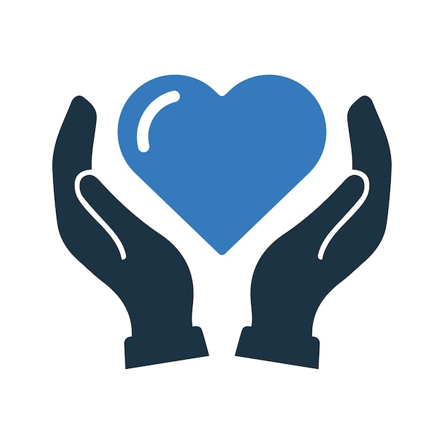 Icono de la mano del corazón del amor Diseño vectorial editable simple aislado en un fondo blanco