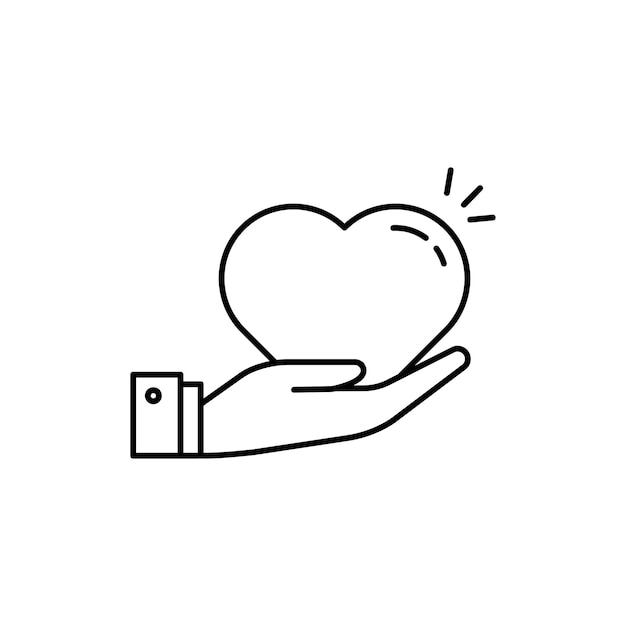 Icono de la mano y el corazón sobre fondo blanco