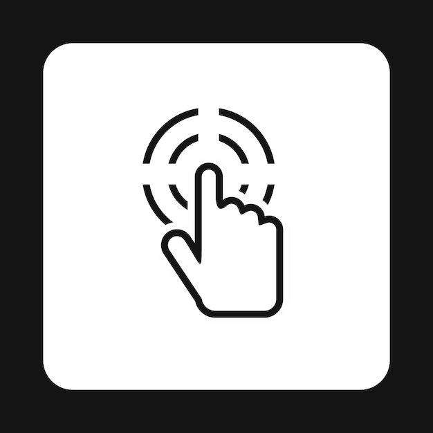 Icono de la mano del cursor objetivo en estilo simple aislado en fondo blanco Símbolo de computadora e internet