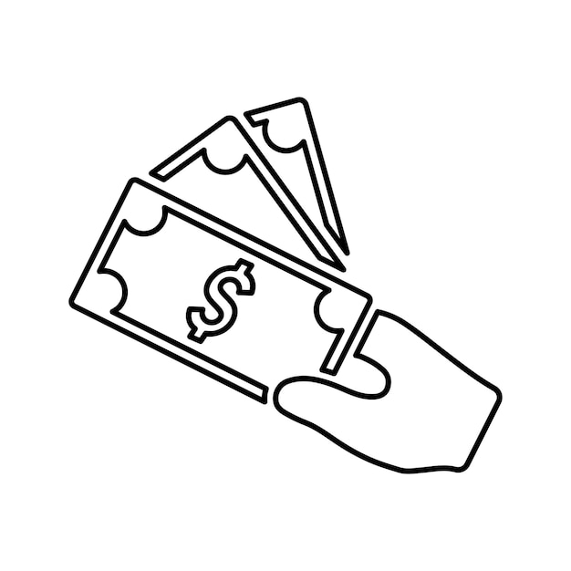 Icono de la mano de dinero Diseño del contorno de la línea