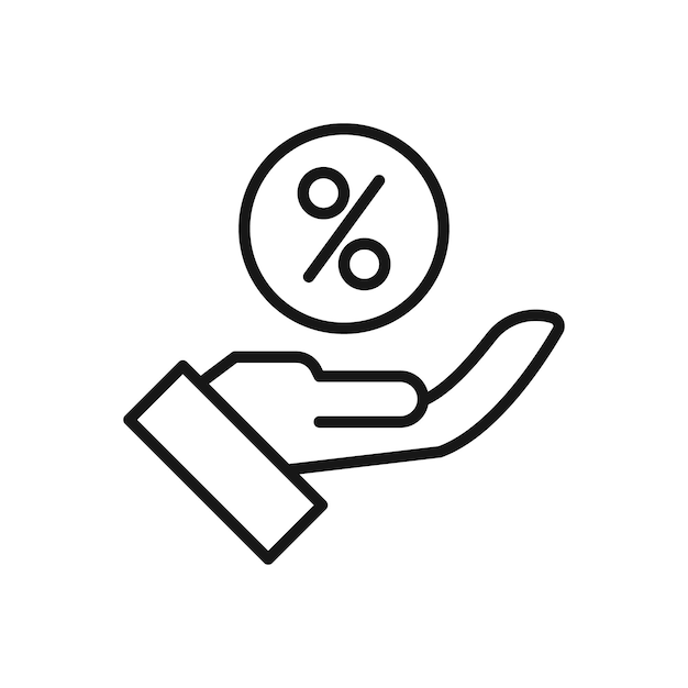 Icono de mano editable con símbolo de porcentaje
