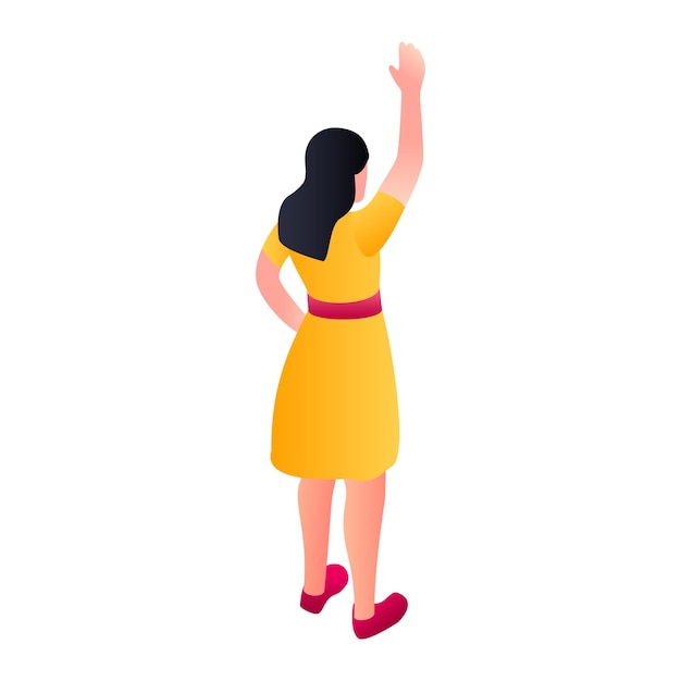 Icono de mano de mujer arriba Isométrico de icono de vector de mano de mujer arriba para diseño web aislado sobre fondo blanco