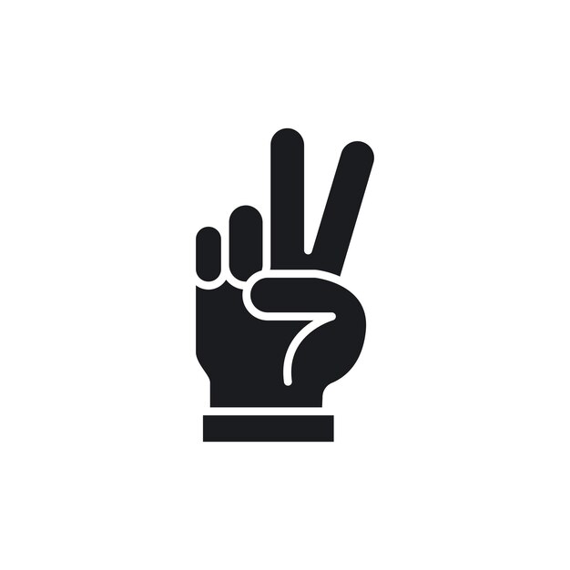 Icono de la mano de la paz aislado en fondo blanco