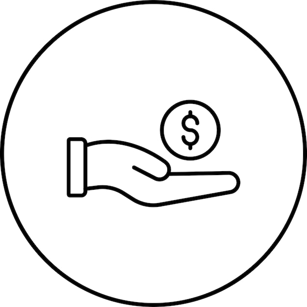 Icono de la mano que sostiene la moneda