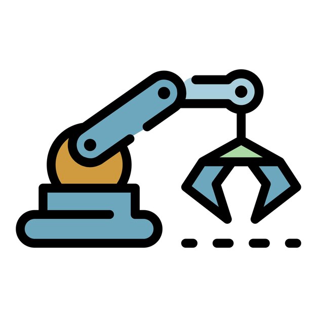 Icono de mano de robot de montaje Contorno de icono de vector de mano de robot de montaje color plano aislado