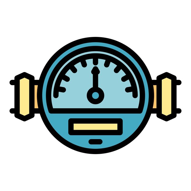 El icono del manómetro El contorno del manómetre El icono vectorial del manómetros El color es plano y aislado