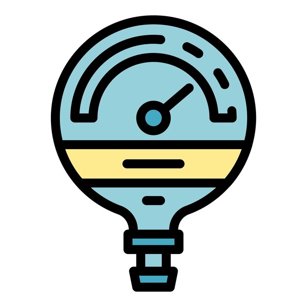 Icono de manómetro industrial Contorno de manómetra industrial Icono vectorial de color plano aislado