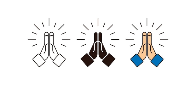 Icono de manos cruzadas Claps manos ilustración símbolo Signo orar vector diseño