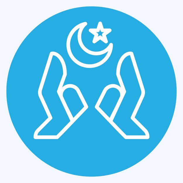 Icono Manos relacionadas con el símbolo del Ramadán ojos azules estilo ilustración simple