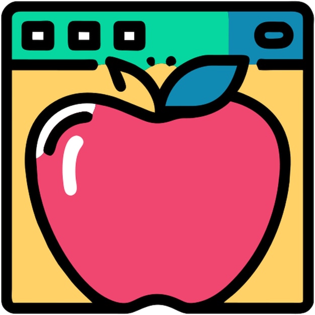Vector icono de manzana con contorno de color
