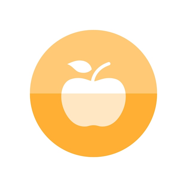 Icono de manzana en estilo de círculo de color plano Frutas de alimentos estilo de vida saludable dieta bocadillo escolar dulce