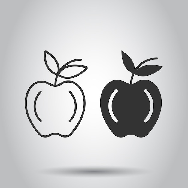 Vector icono de manzana en estilo plano ilustración de vector de fruta fresca sobre fondo blanco aislado concepto de negocio de comida jugosa