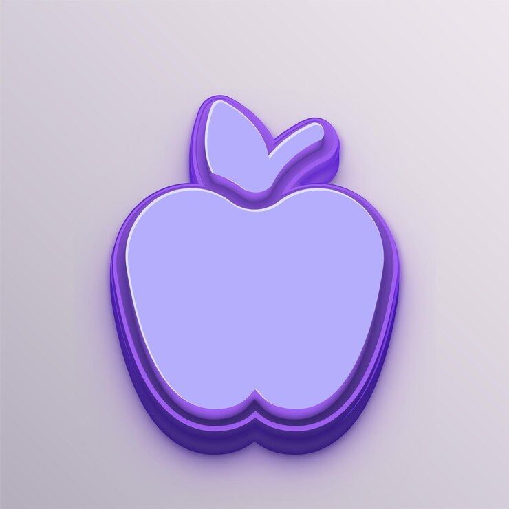 Vector icono de manzana de frutas vectorial púrpura 3d personalizable para educación, negocios y medios de comunicación